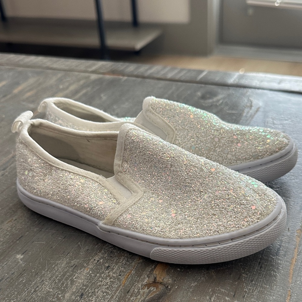 Cat & Jack white Sparkly Slip-On Sneakers